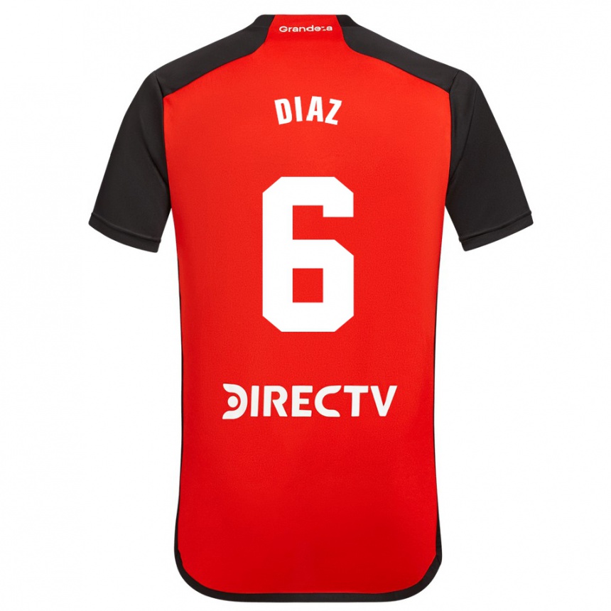 Kids Football Milagros Díaz #6 Red Black White Away Jersey 2024/25 T-Shirt Za