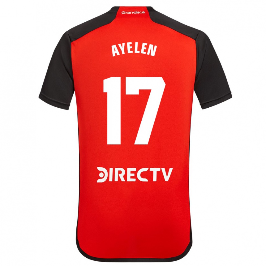 Kids Football Stephanie Ayelén Melgarejo #17 Red Black White Away Jersey 2024/25 T-Shirt Za