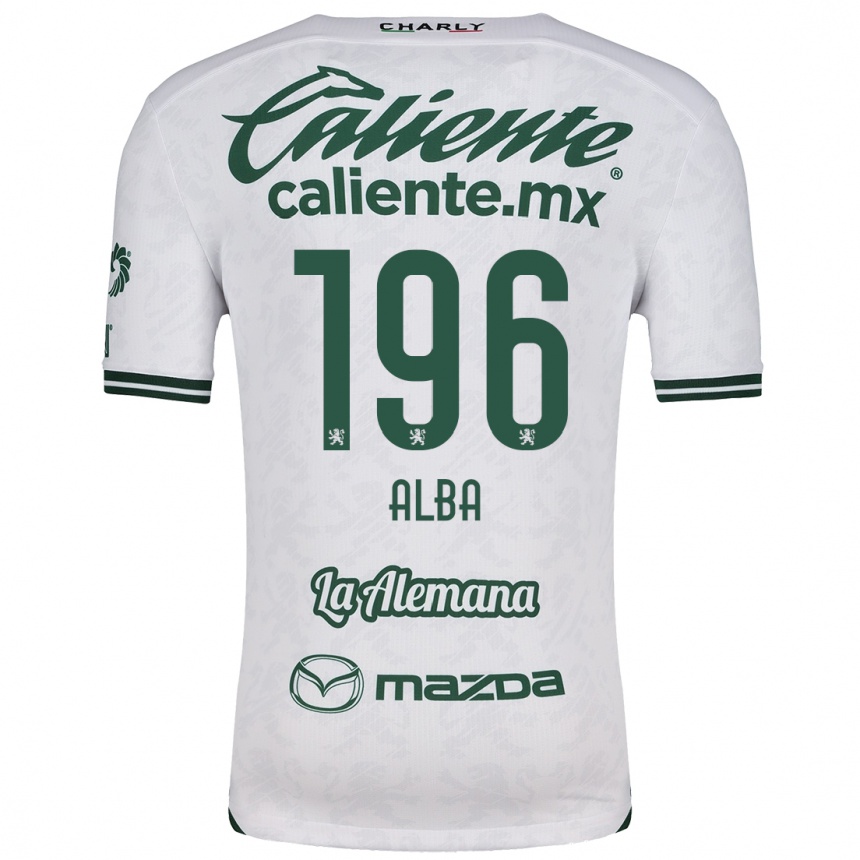 Kids Football Óscar Alba #196 White Green Away Jersey 2024/25 T-Shirt Za