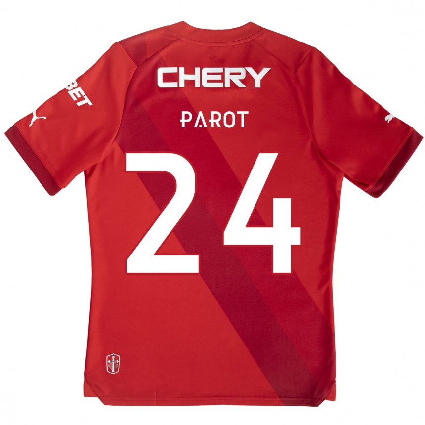 Kids Football Alfonso Parot #24 Red White Away Jersey 2024/25 T-Shirt Za