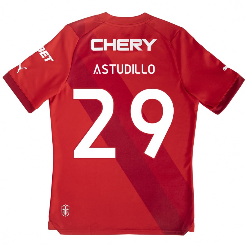 Kids Football Aaron Astudillo #29 Red White Away Jersey 2024/25 T-Shirt Za