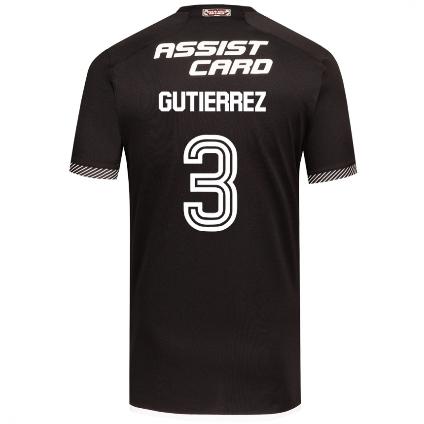 Kids Football Daniel Gutiérrez #3 Black White Away Jersey 2024/25 T-Shirt Za