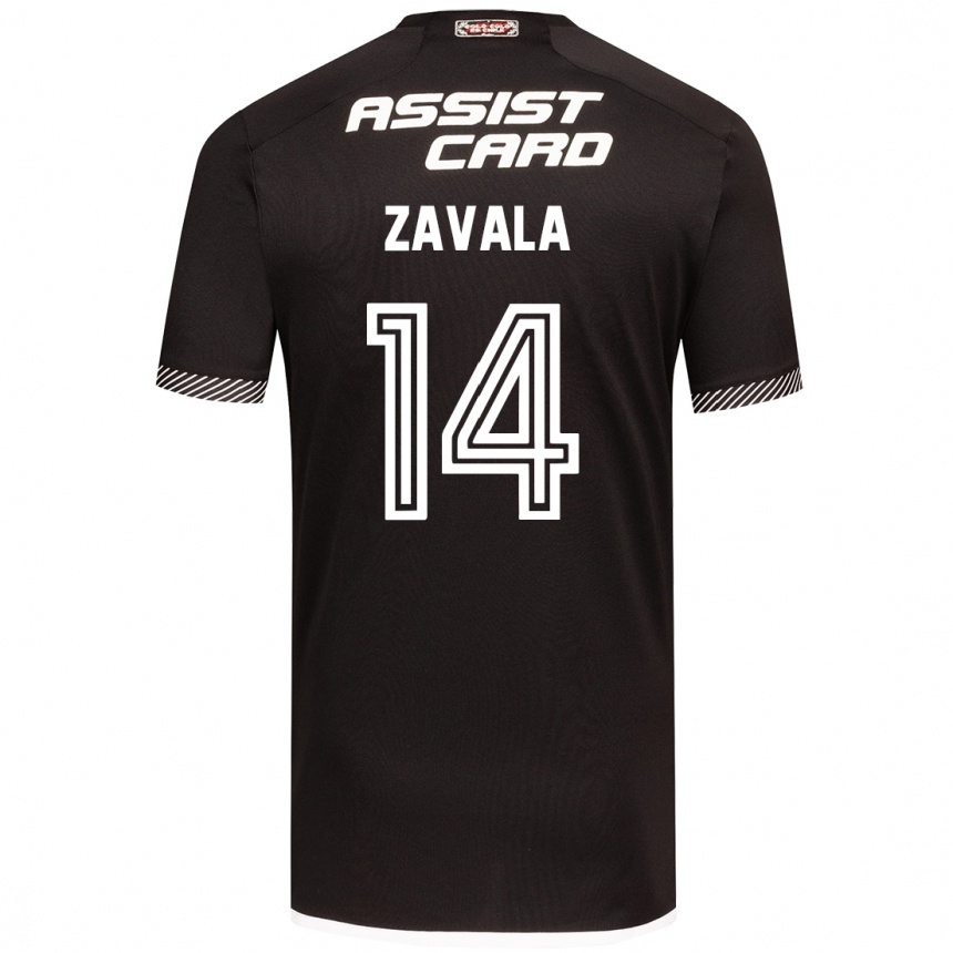 Kids Football Cristián Zavala #14 Black White Away Jersey 2024/25 T-Shirt Za