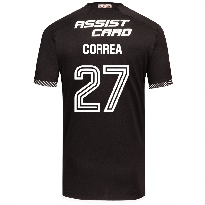 Kids Football Javier Correa #27 Black White Away Jersey 2024/25 T-Shirt Za