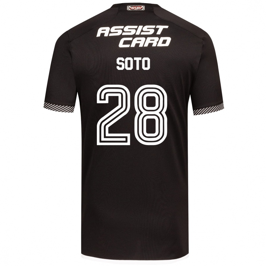 Kids Football Lucas Soto #28 Black White Away Jersey 2024/25 T-Shirt Za