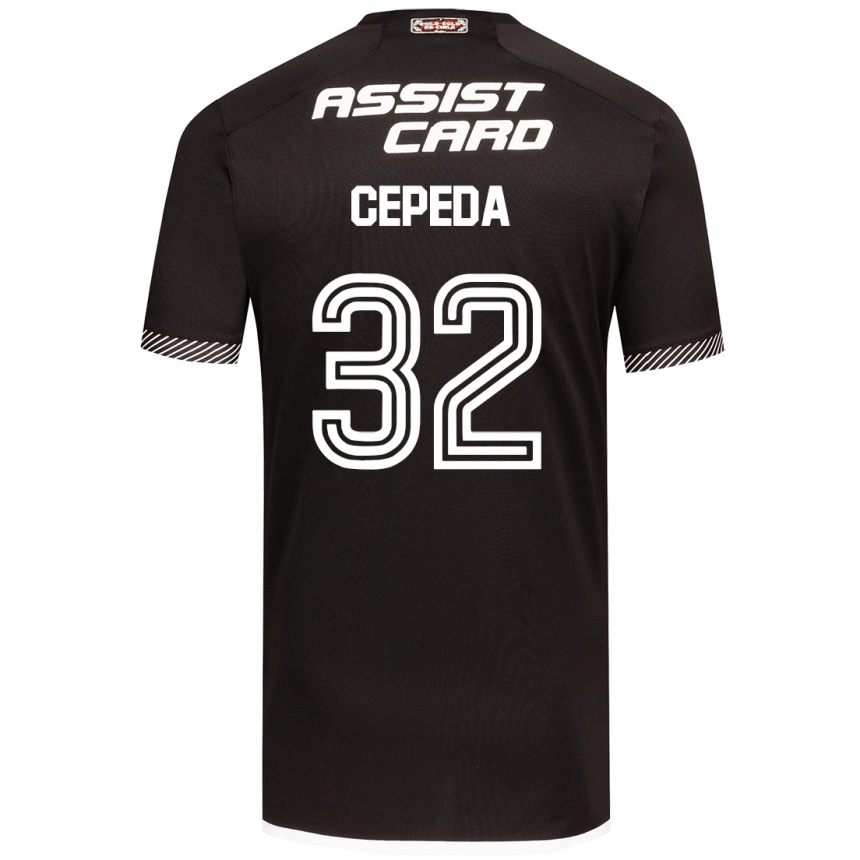 Kids Football Lucas Cepeda #32 Black White Away Jersey 2024/25 T-Shirt Za