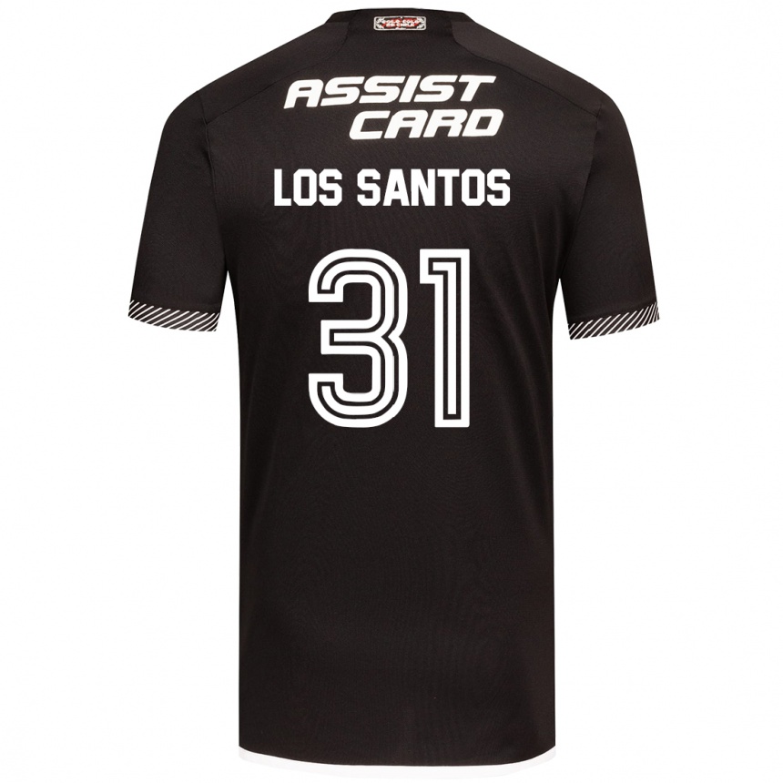 Kids Football Matías De Los Santos #31 Black White Away Jersey 2024/25 T-Shirt Za