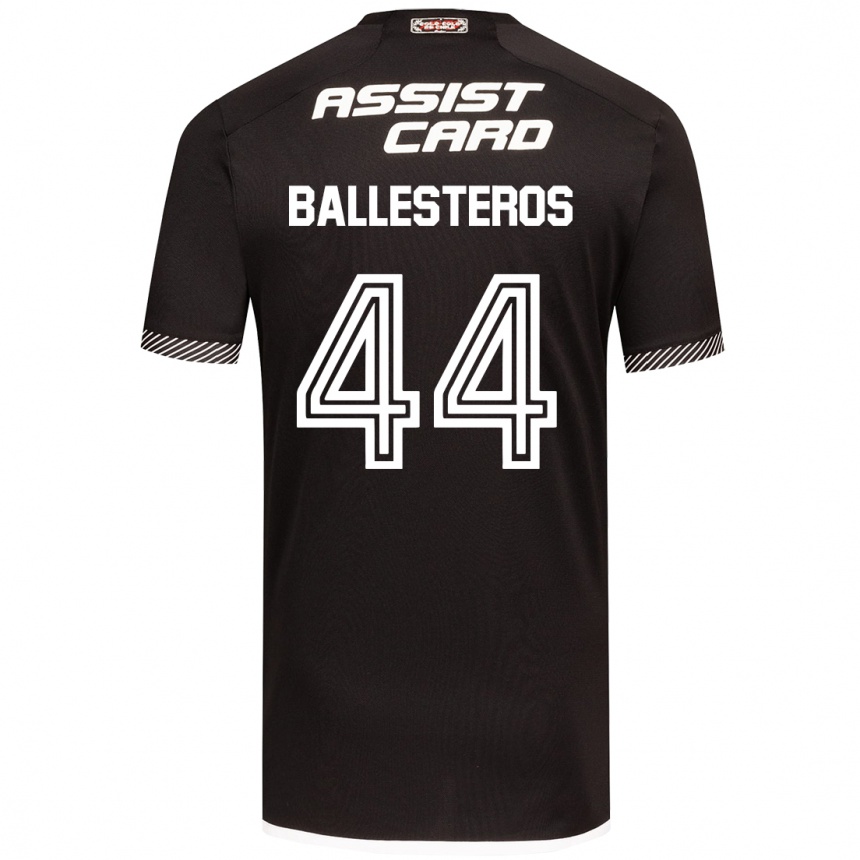 Kids Football Martín Ballesteros #44 Black White Away Jersey 2024/25 T-Shirt Za