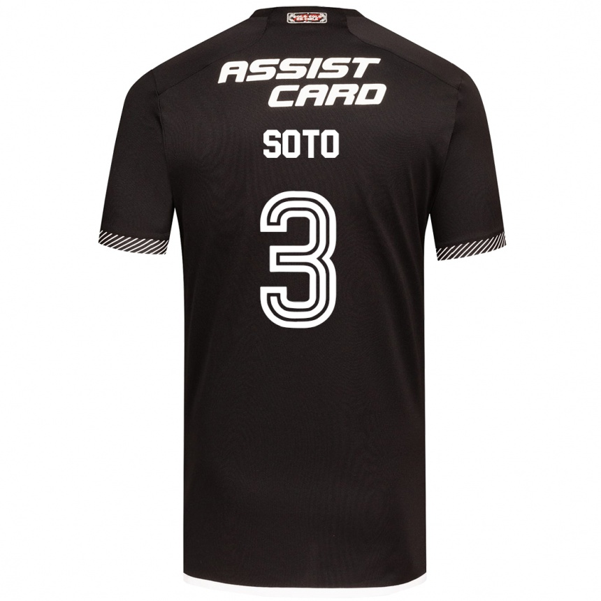 Kids Football Rocío Soto #3 Black White Away Jersey 2024/25 T-Shirt Za