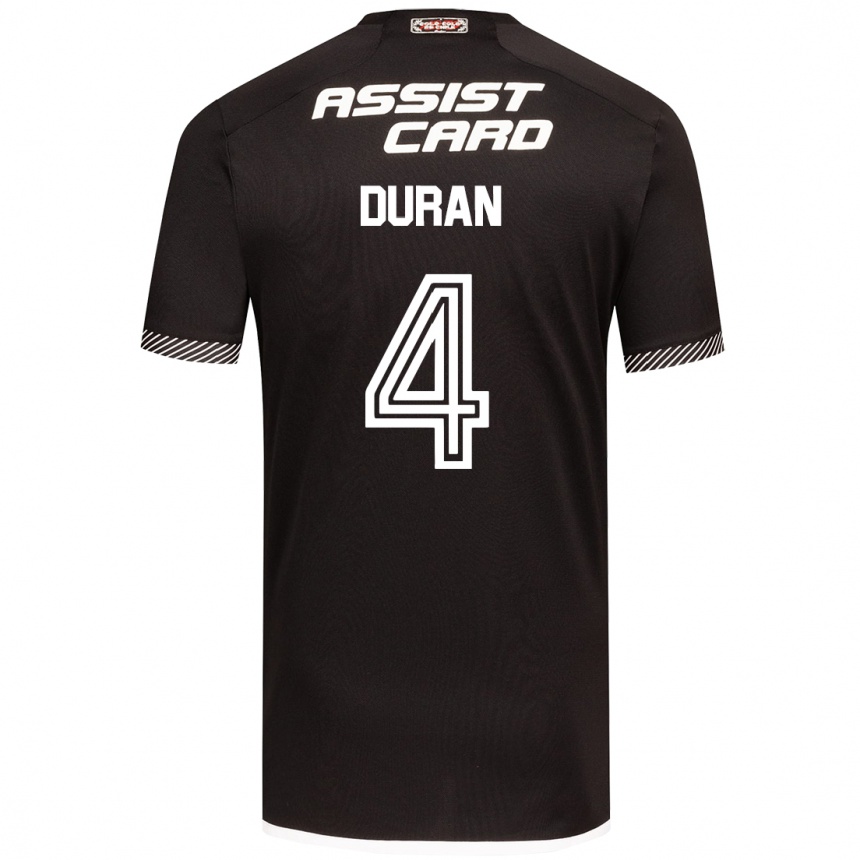 Kids Football Elisa Durán #4 Black White Away Jersey 2024/25 T-Shirt Za