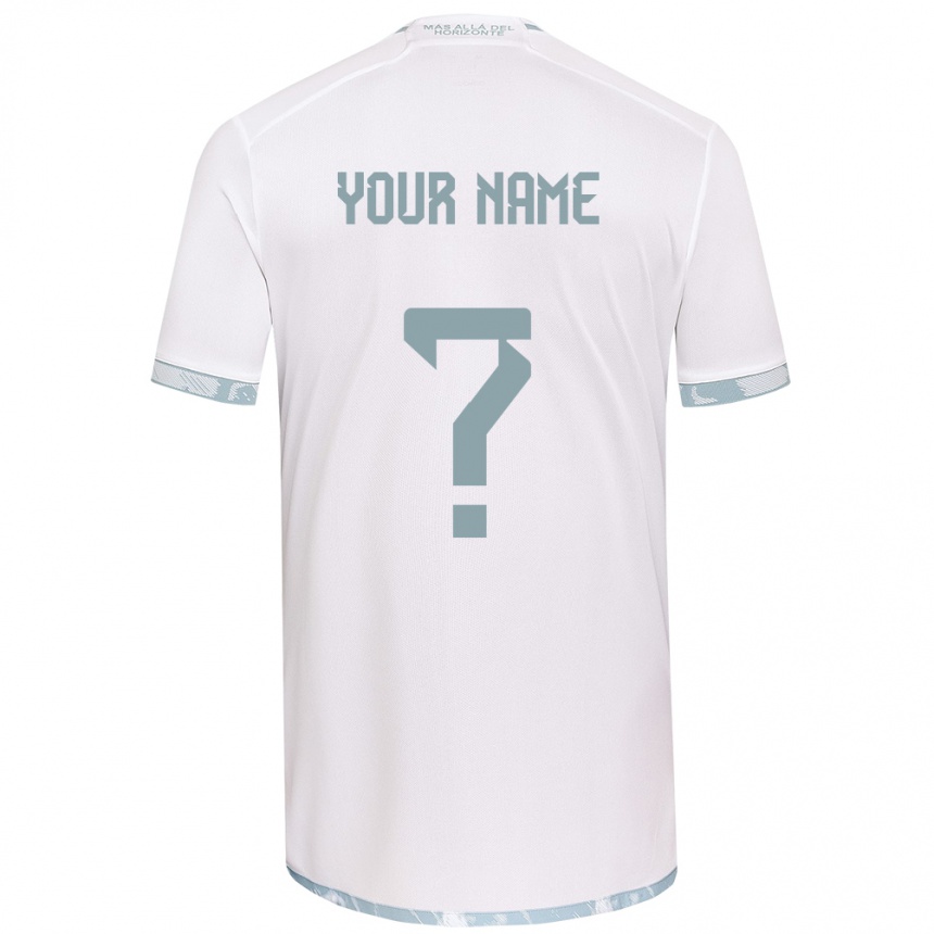 Kids Football Your Name #0 White Grey Away Jersey 2024/25 T-Shirt Za