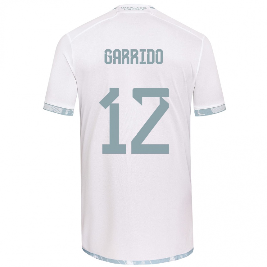 Kids Football Pedro Garrido #12 White Grey Away Jersey 2024/25 T-Shirt Za