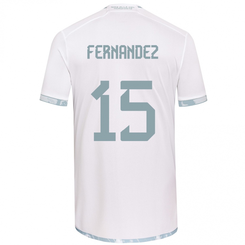 Kids Football Vicente Fernández #15 White Grey Away Jersey 2024/25 T-Shirt Za