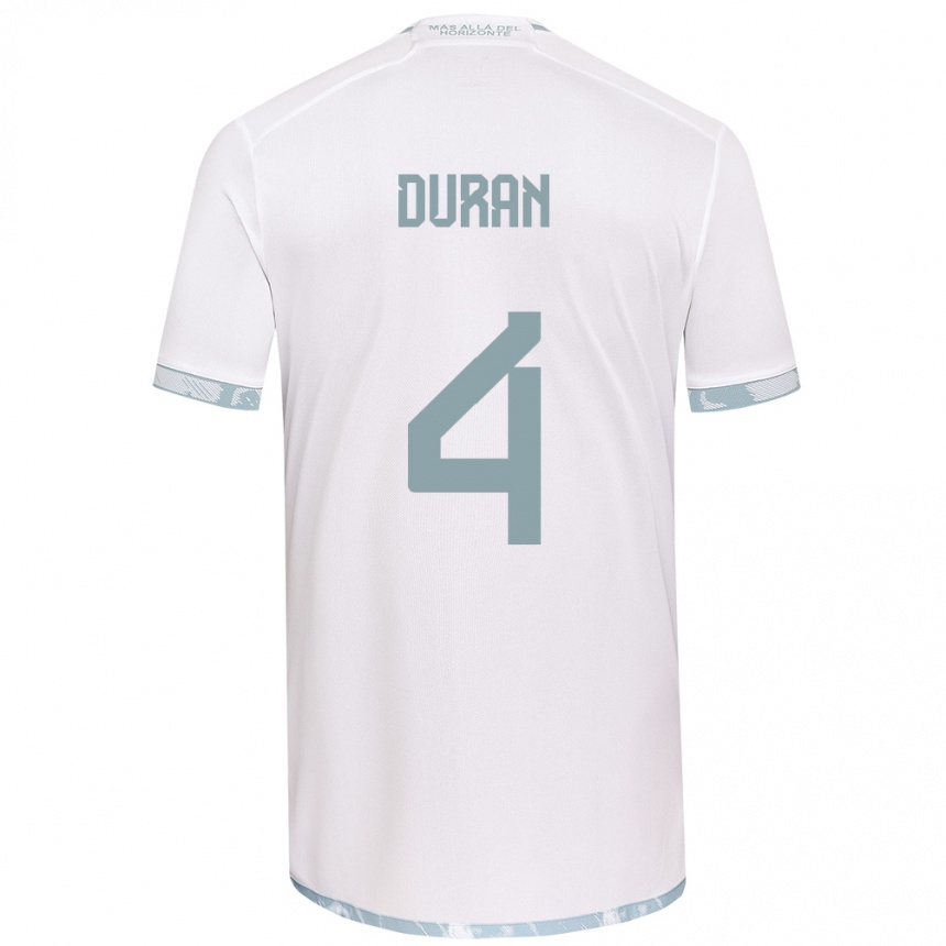 Kids Football Ignacia Durán #4 White Grey Away Jersey 2024/25 T-Shirt Za