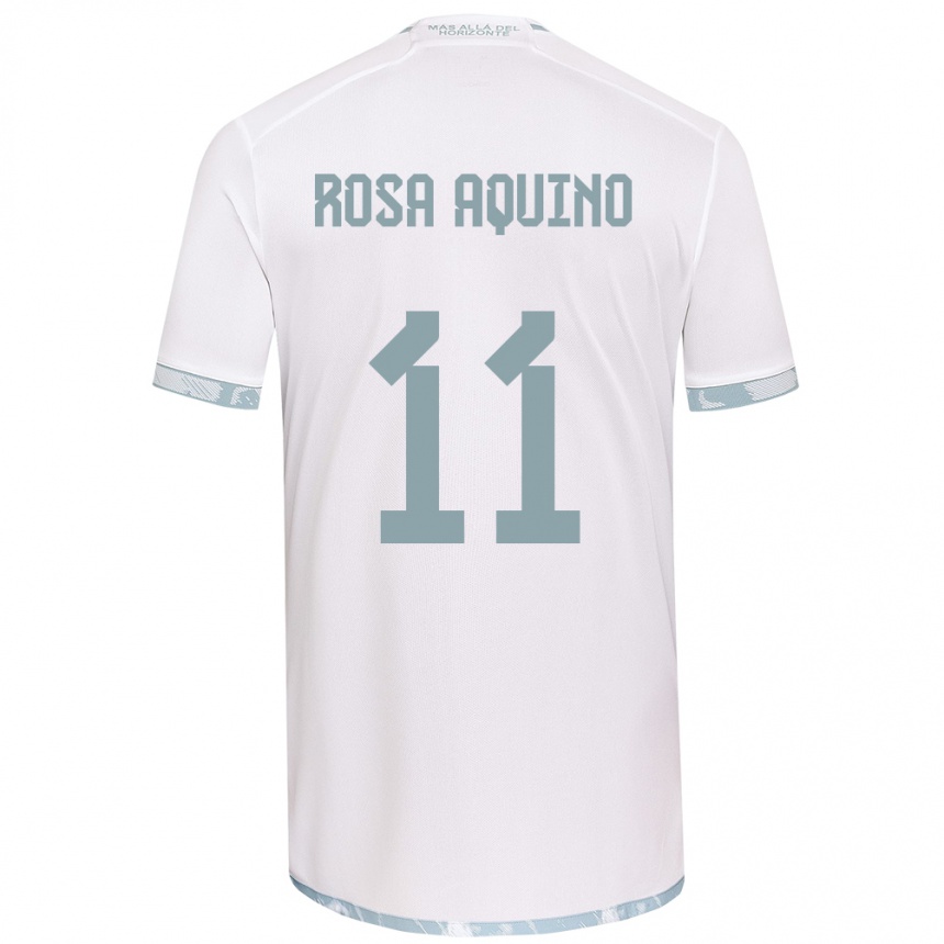 Kids Football Rosa Aquino #11 White Grey Away Jersey 2024/25 T-Shirt Za