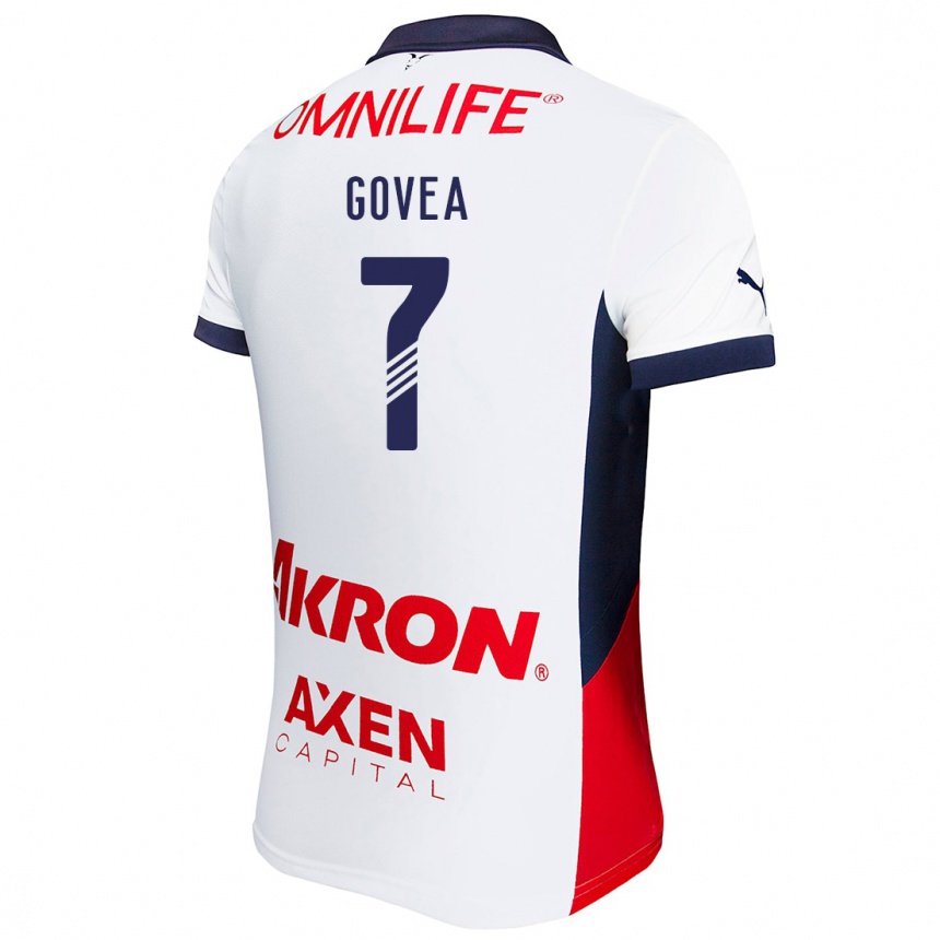 Kids Football Omar Govea #7 White Red Blue Away Jersey 2024/25 T-Shirt Za