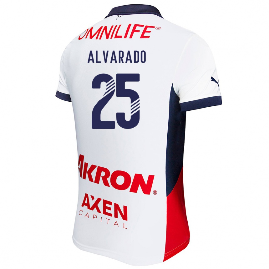 Kids Football Roberto Alvarado #25 White Red Blue Away Jersey 2024/25 T-Shirt Za