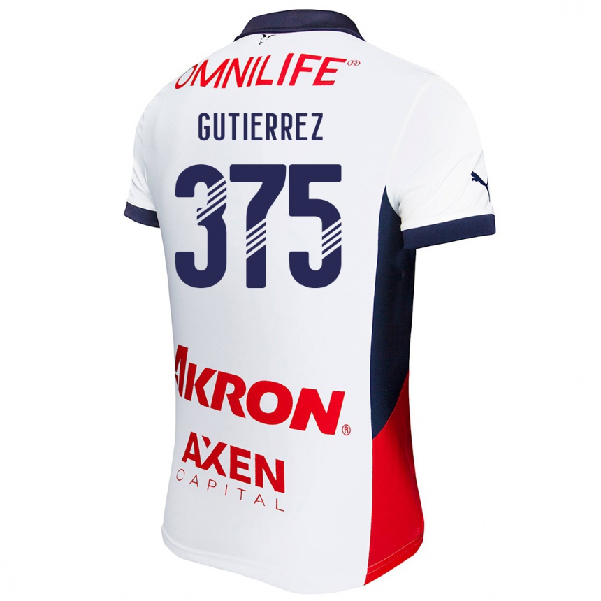 Kids Football Gerson Gutiérrez #375 White Red Blue Away Jersey 2024/25 T-Shirt Za