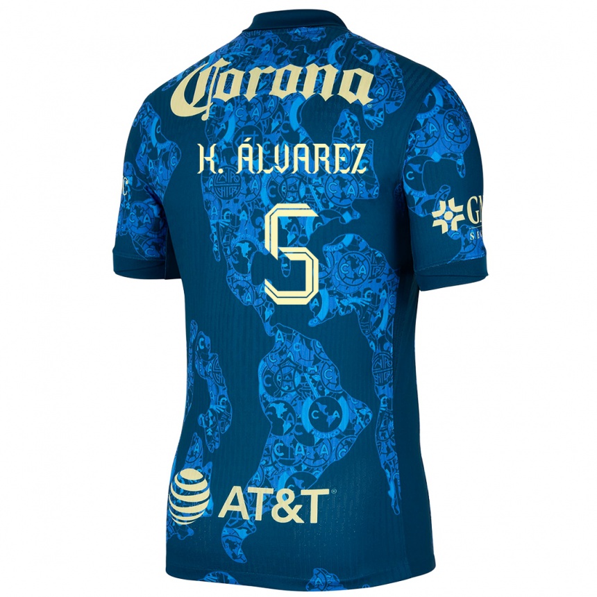 Kids Football Kevin Álvarez #5 Blue Yellow Away Jersey 2024/25 T-Shirt Za