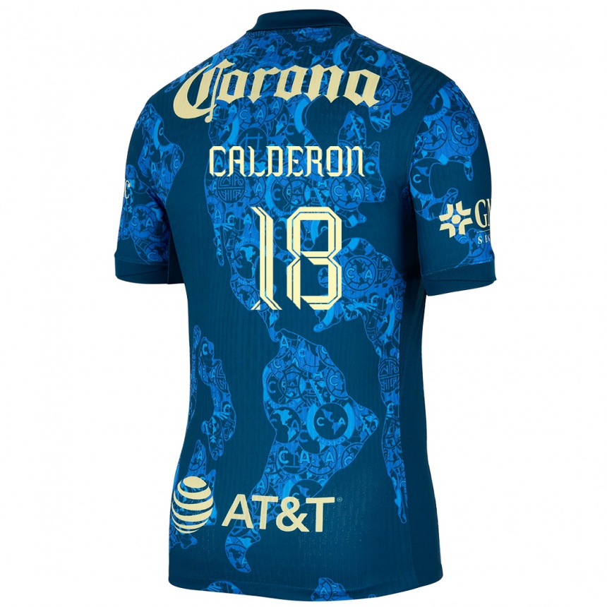 Kids Football Cristian Calderón #18 Blue Yellow Away Jersey 2024/25 T-Shirt Za