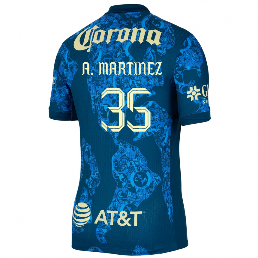 Kids Football Arturo Martínez #35 Blue Yellow Away Jersey 2024/25 T-Shirt Za