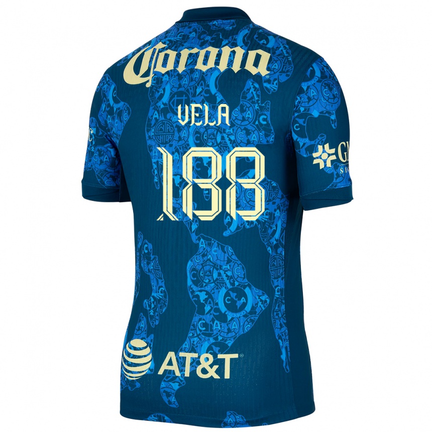 Kids Football Christo Vela #188 Blue Yellow Away Jersey 2024/25 T-Shirt Za