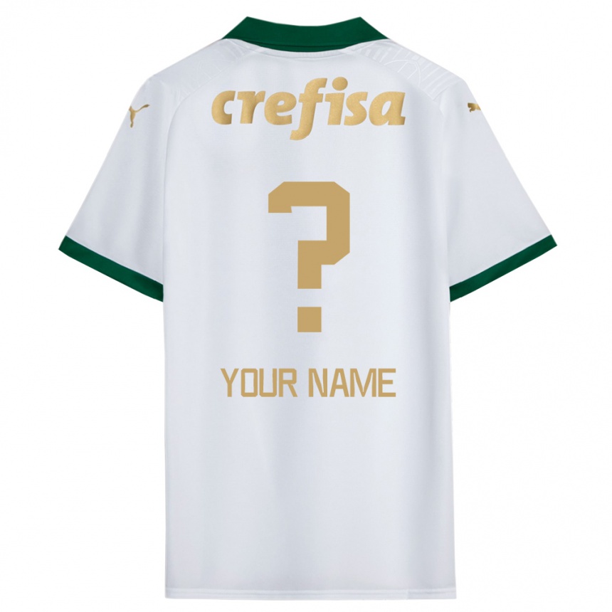 Kids Football Your Name #0 White Green Away Jersey 2024/25 T-Shirt Za