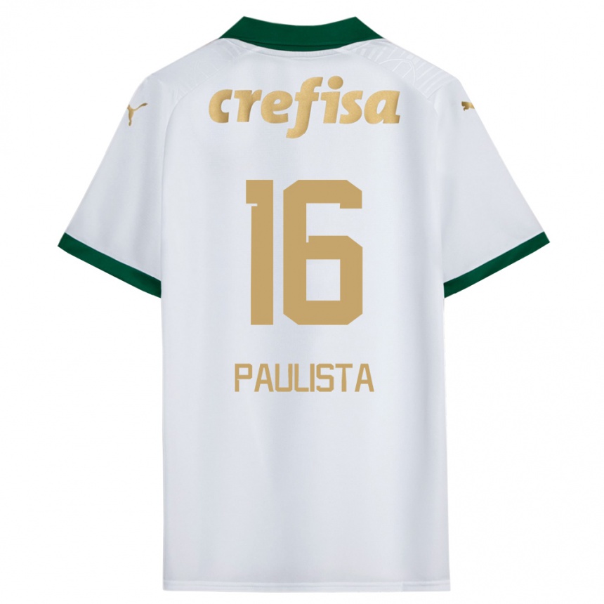 Kids Football Caio Paulista #16 White Green Away Jersey 2024/25 T-Shirt Za