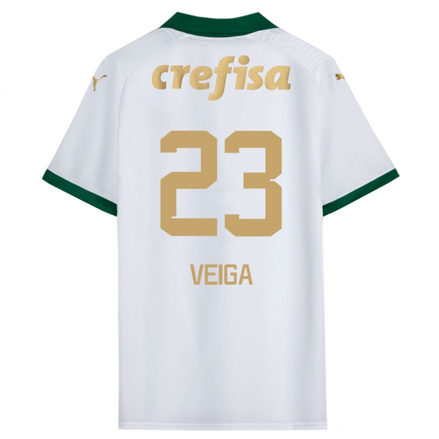 Kids Football Raphael Veiga #23 White Green Away Jersey 2024/25 T-Shirt Za