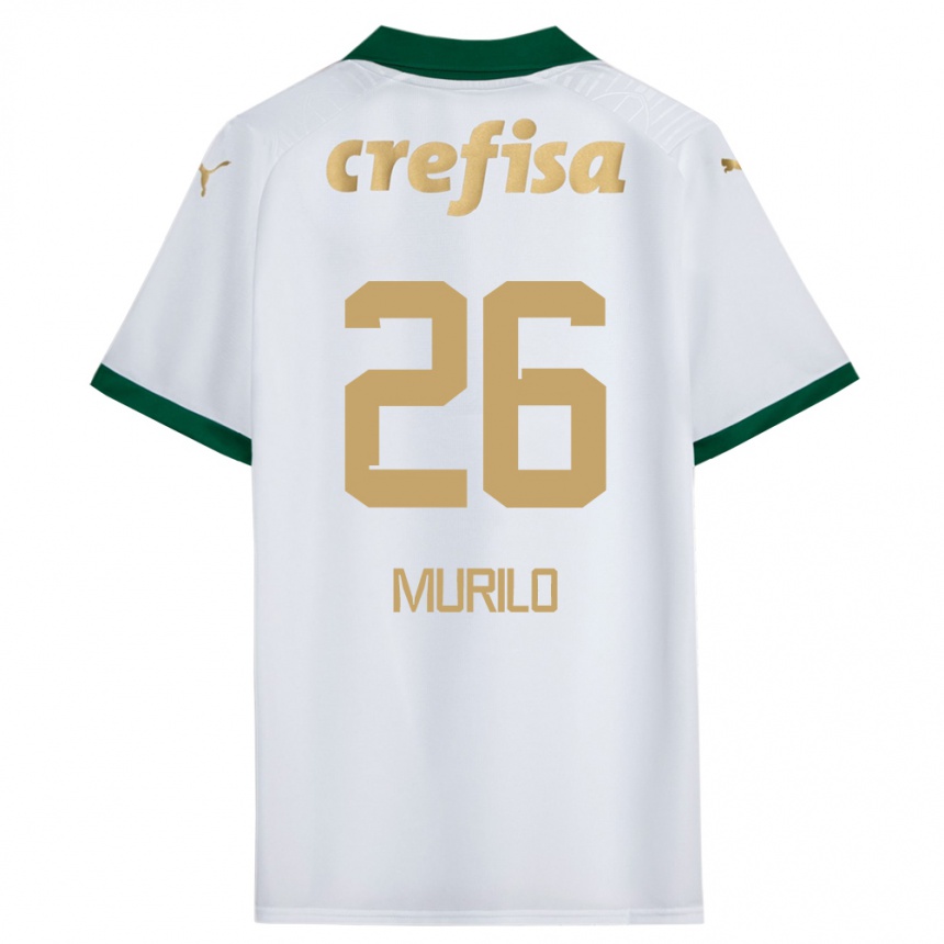 Kids Football Murilo #26 White Green Away Jersey 2024/25 T-Shirt Za