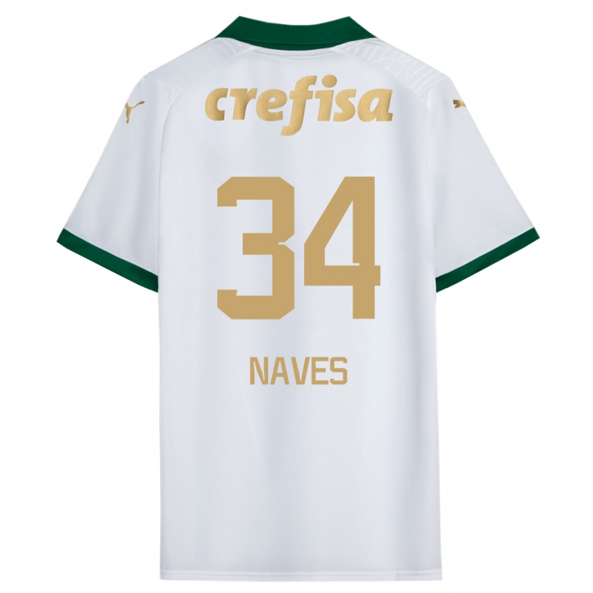 Kids Football Naves #34 White Green Away Jersey 2024/25 T-Shirt Za