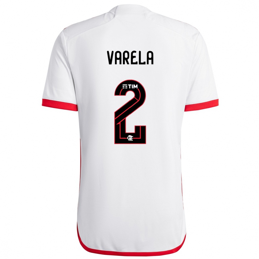 Kids Football Guillermo Varela #2 White Red Away Jersey 2024/25 T-Shirt Za