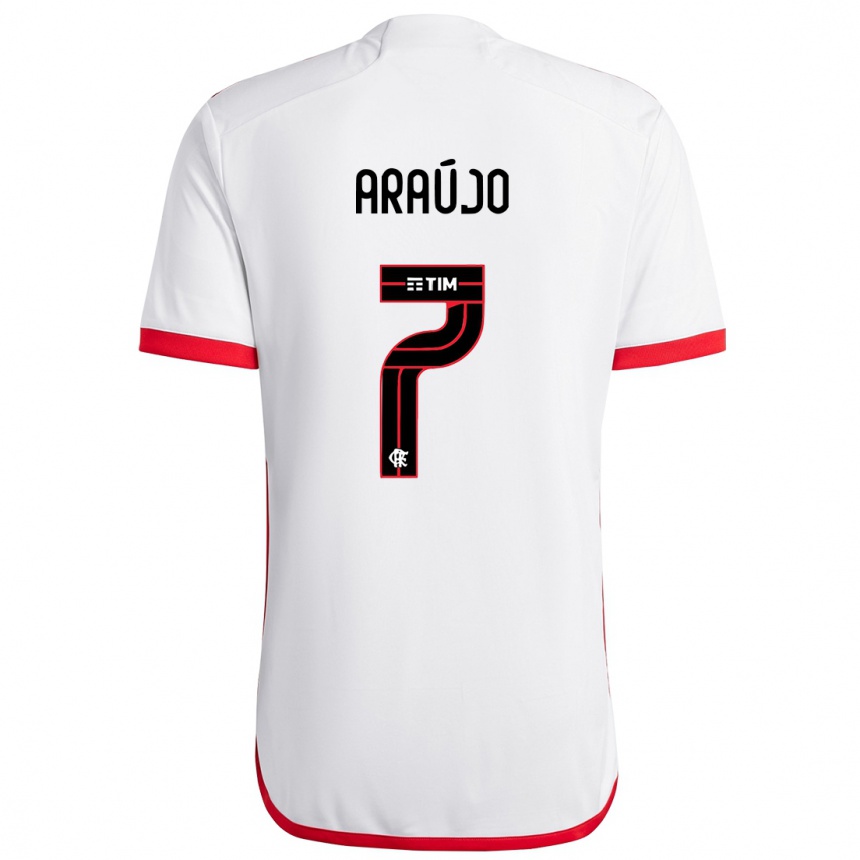 Kids Football Luiz Araújo #7 White Red Away Jersey 2024/25 T-Shirt Za