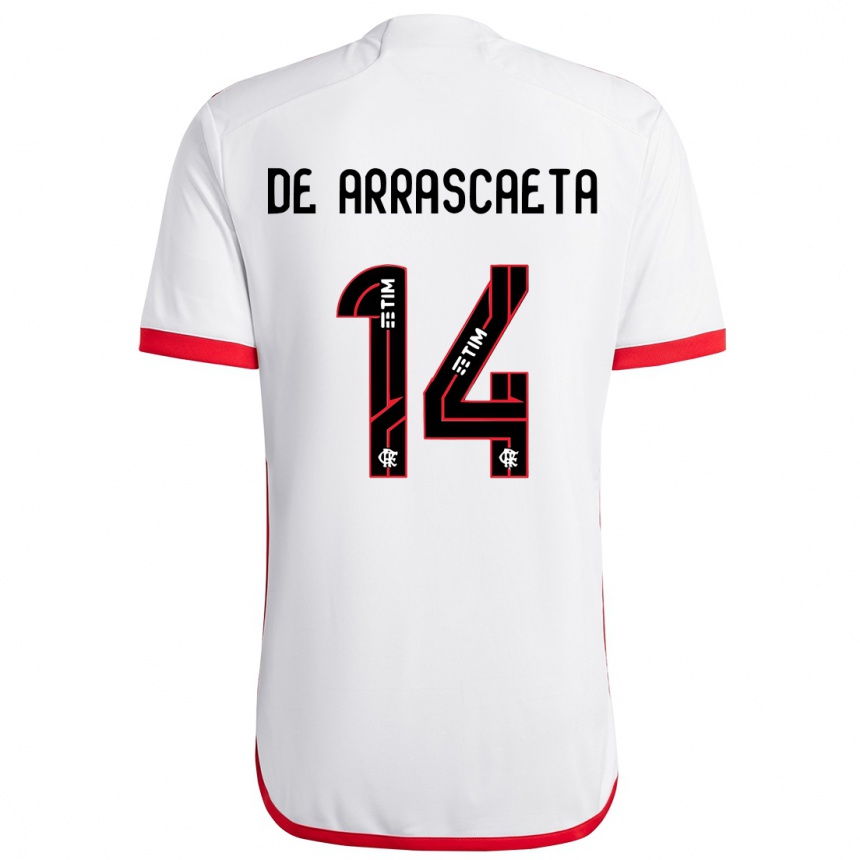 Kids Football Giorgian De Arrascaeta #14 White Red Away Jersey 2024/25 T-Shirt Za