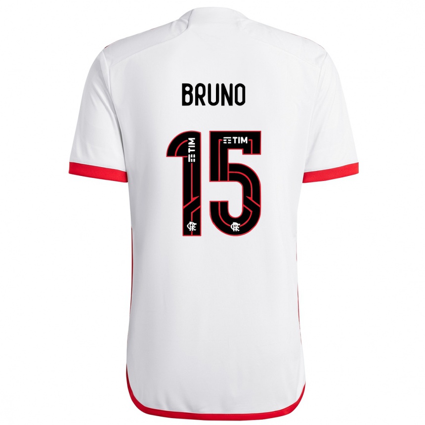 Kids Football Fabrício Bruno #15 White Red Away Jersey 2024/25 T-Shirt Za