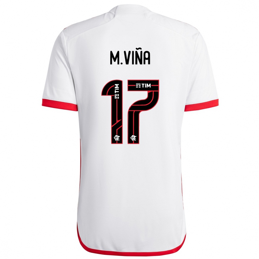 Kids Football Matias Vina #17 White Red Away Jersey 2024/25 T-Shirt Za