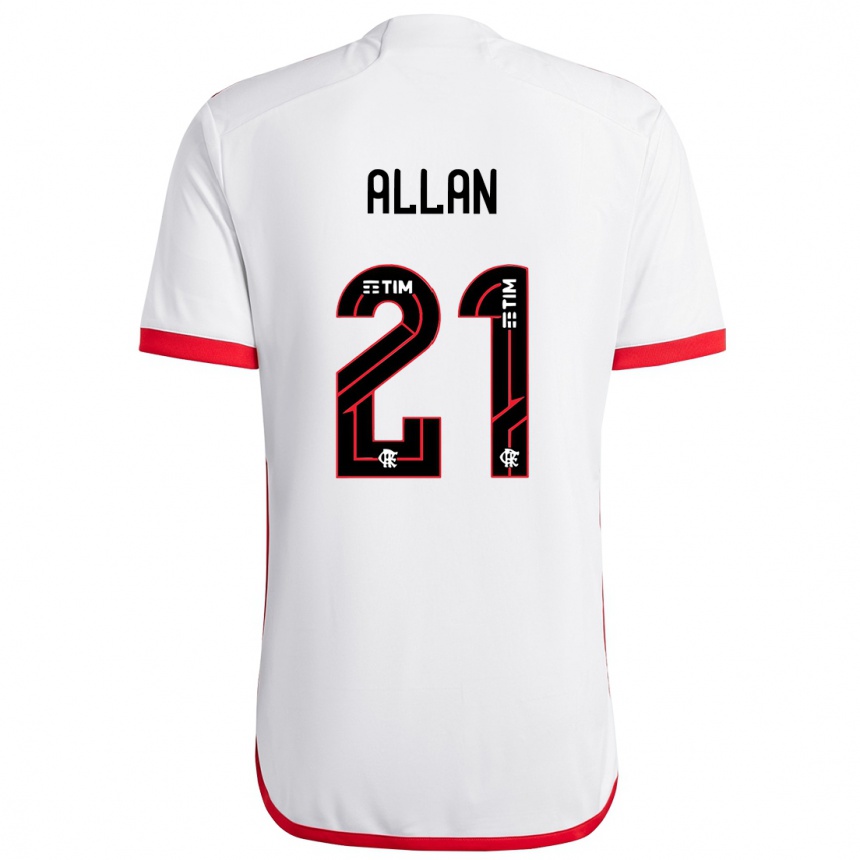 Kids Football Allan #21 White Red Away Jersey 2024/25 T-Shirt Za