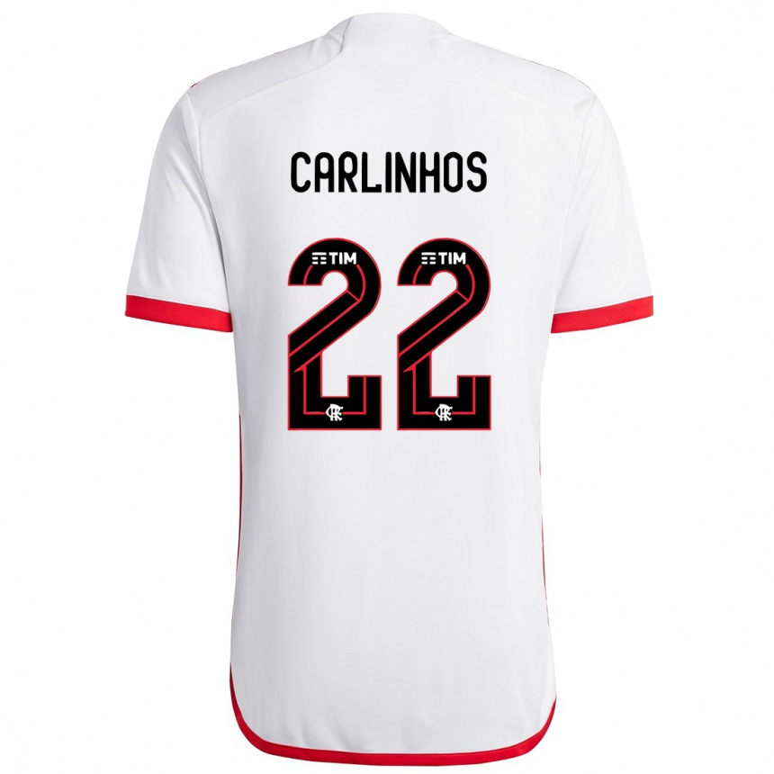 Kids Football Carlinhos #22 White Red Away Jersey 2024/25 T-Shirt Za