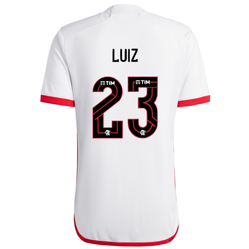 Kids Football David Luiz #23 White Red Away Jersey 2024/25 T-Shirt Za