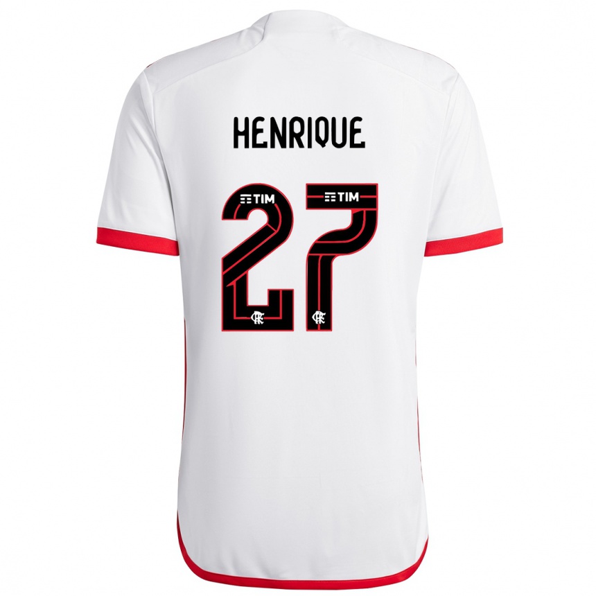 Kids Football Bruno Henrique #27 White Red Away Jersey 2024/25 T-Shirt Za