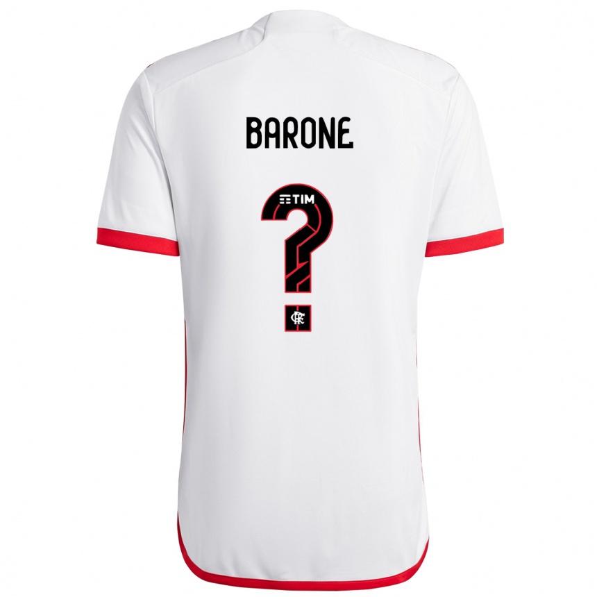 Kids Football Caio Barone #0 White Red Away Jersey 2024/25 T-Shirt Za