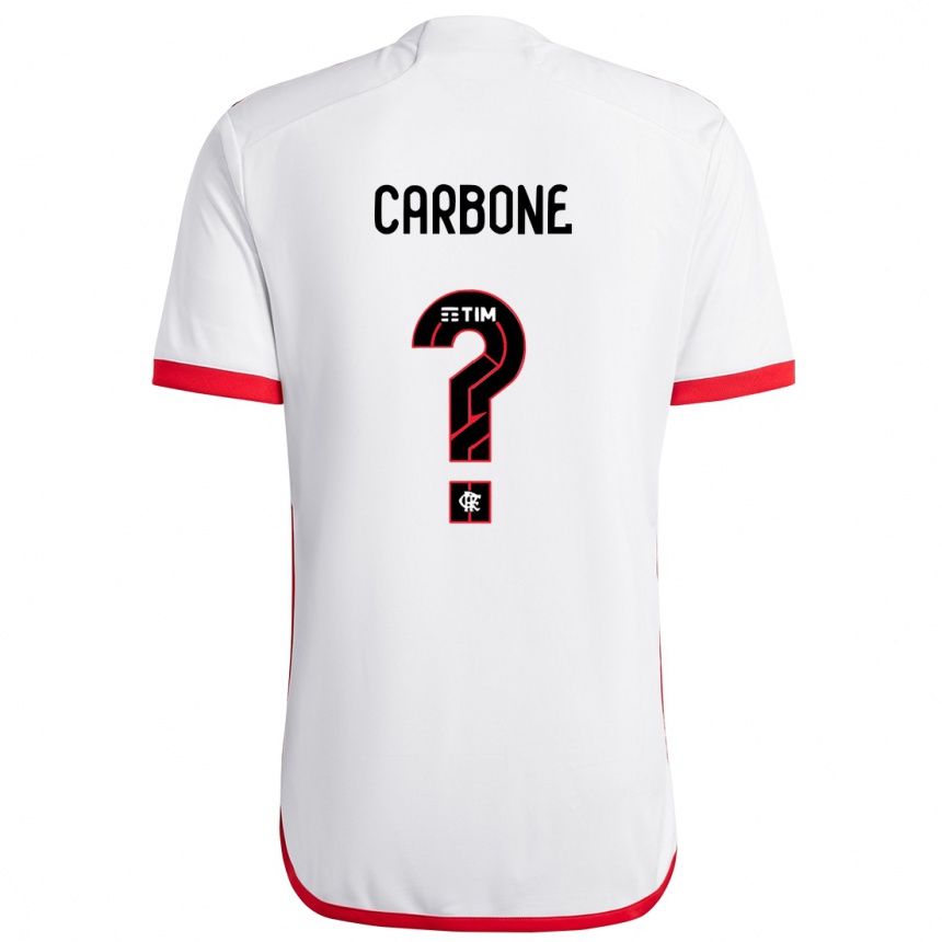 Kids Football Carbone #0 White Red Away Jersey 2024/25 T-Shirt Za