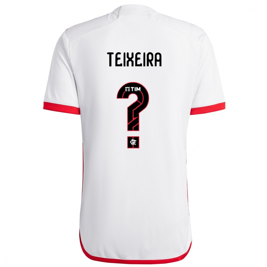 Kids Football Guilherme Teixeira #0 White Red Away Jersey 2024/25 T-Shirt Za