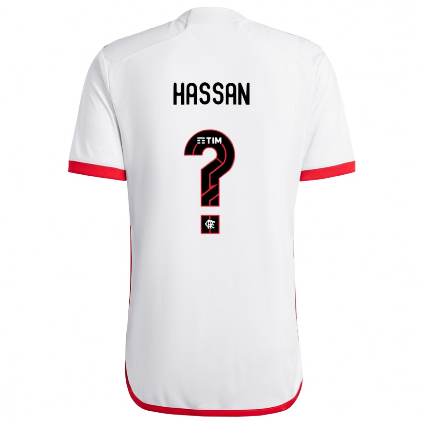 Kids Football Haruna Hassan #0 White Red Away Jersey 2024/25 T-Shirt Za