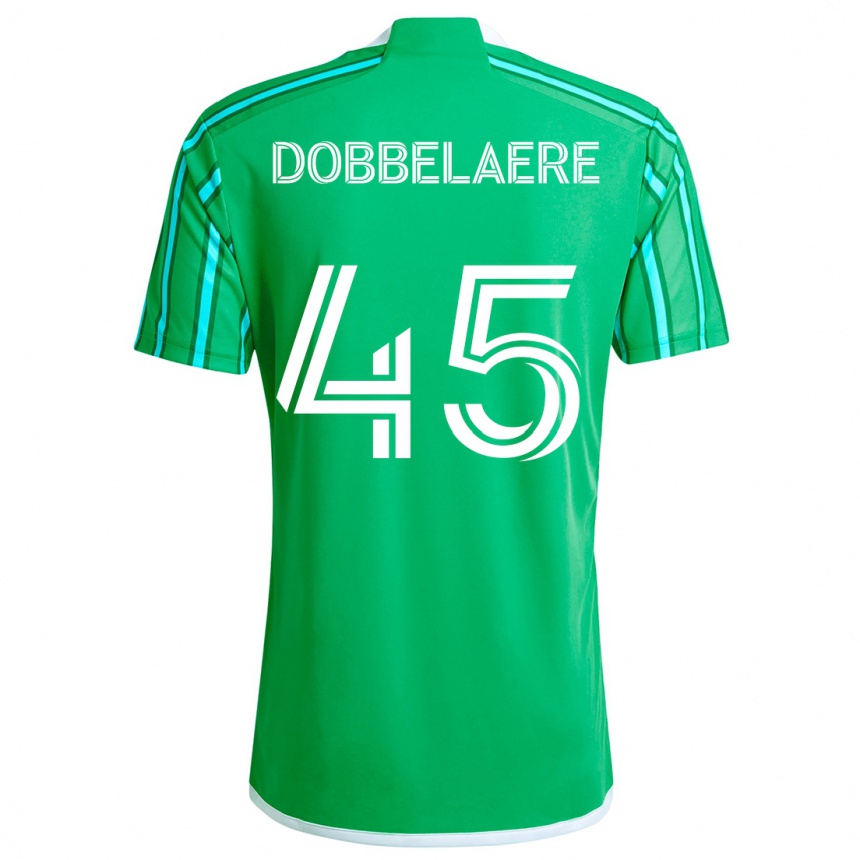 Men Football Ethan Dobbelaere #45 Green White Home Jersey 2024/25 T-Shirt Za