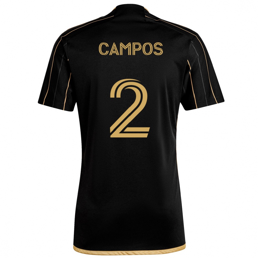 Men Football Omar Campos #2 Black Gold Home Jersey 2024/25 T-Shirt Za