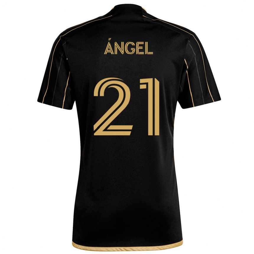 Men Football Tomás Ángel #21 Black Gold Home Jersey 2024/25 T-Shirt Za