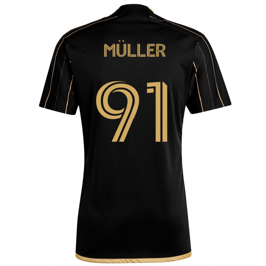 Men Football Luis Müller #91 Black Gold Home Jersey 2024/25 T-Shirt Za