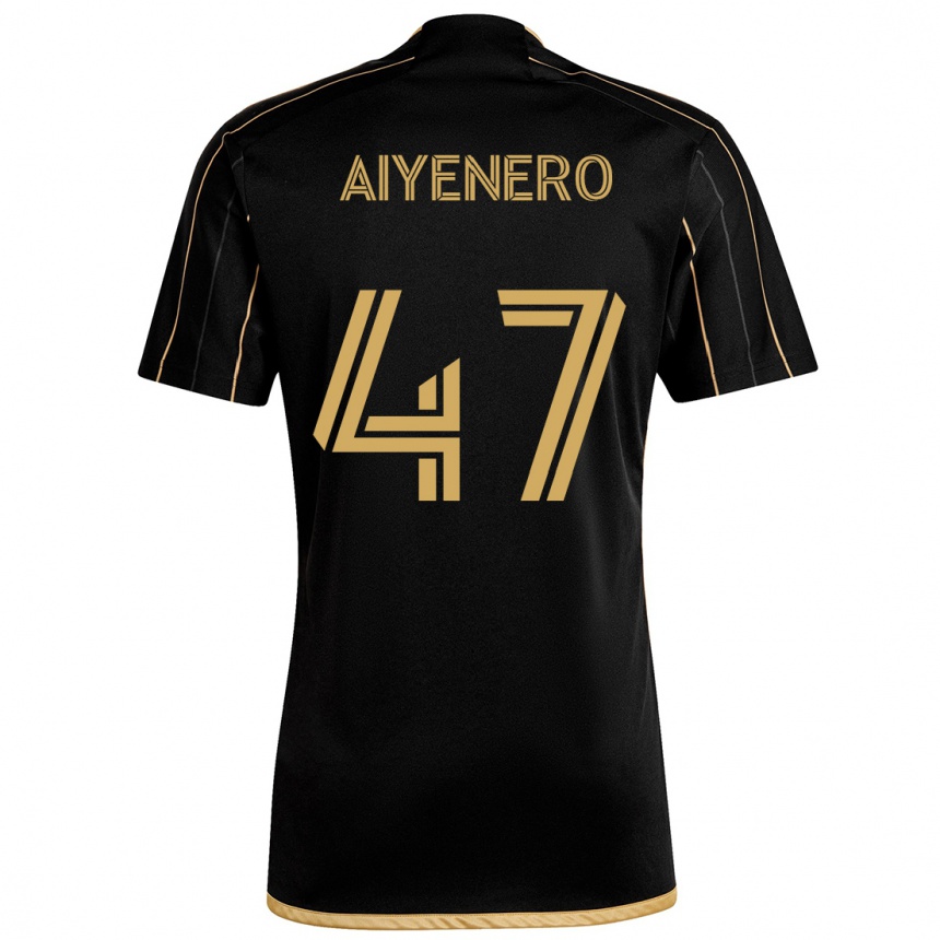 Men Football Marius Aiyenero #47 Black Gold Home Jersey 2024/25 T-Shirt Za