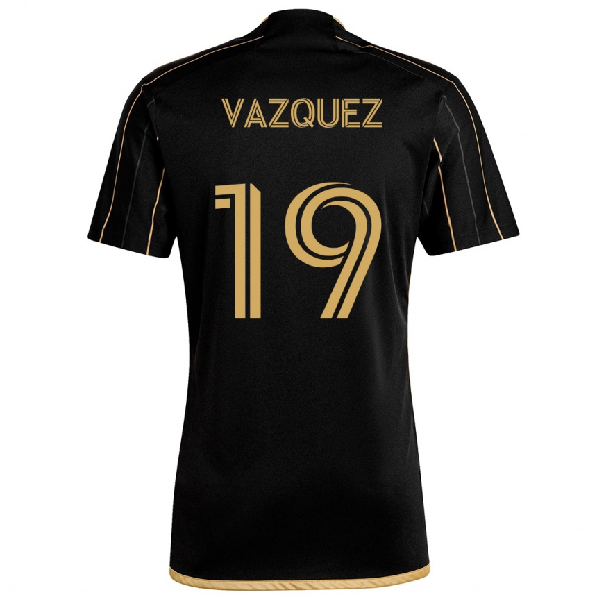 Men Football Favian Vazquez #19 Black Gold Home Jersey 2024/25 T-Shirt Za